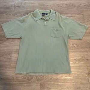 Vintage Pendleton Polo Shirt XL Sage Green Pique Knit Pocket Earth Tone